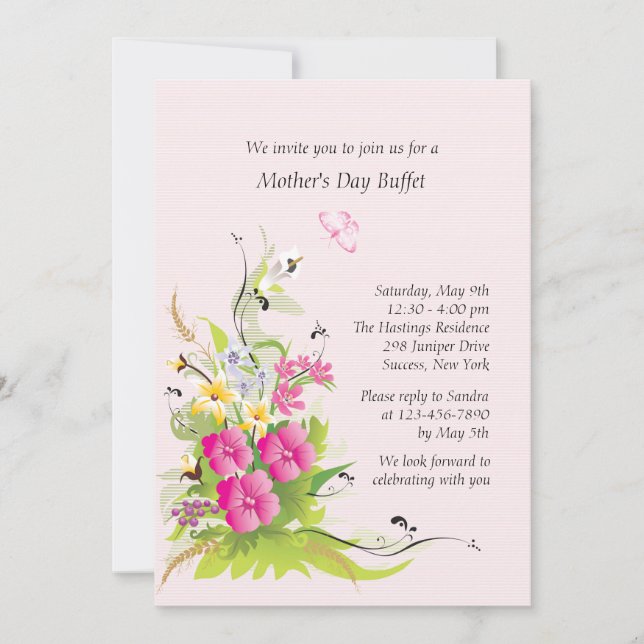 Invitación floral de Perfección Rosa (Anverso)