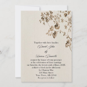 Invitación floral de pergamino vintage