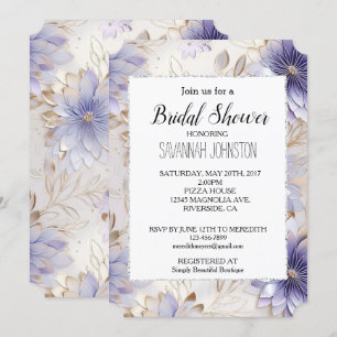 Invitación Floral de perla de oro morado de bonito