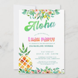 Invitación Floral de piña tropical Luau 30 cumpleaños