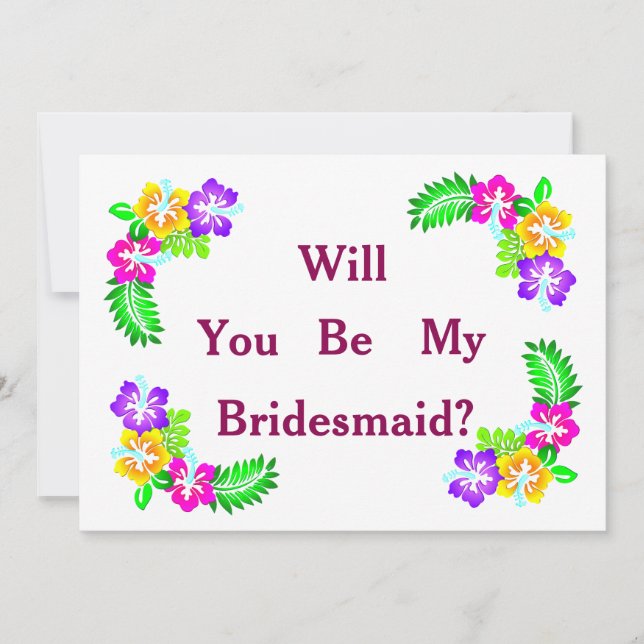 Invitación Floral de pizarra negra ¿Serás mi dama de honor? (Anverso)