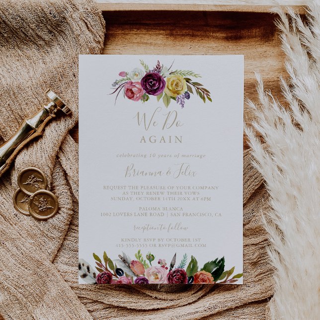 Invitación Floral de pluma de oro que volvemos a prometer ren (Subido por el creador)