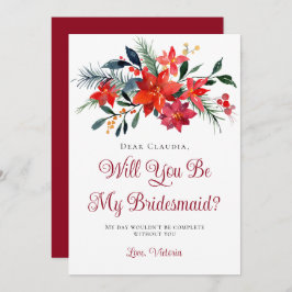 Invitación Floral De Poinsettia Roja Serás Mi Novia