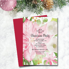 Invitación Floral de Poinsettia Rosa navidad