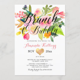 Invitación Floral de primavera de bronce y burbujas de pixDez