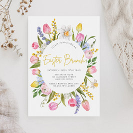 Invitación Floral de primavera de Brunch de Pascua