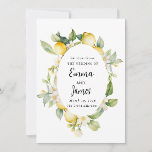 Invitación Floral de primavera de limón de moda Wreath minima