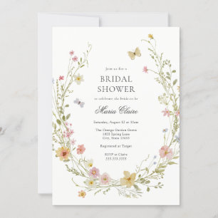 Invitación Floral de primavera floreciente ducha de novia