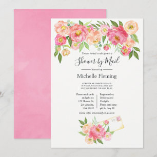 Invitación floral de primavera rosa para boda o ba