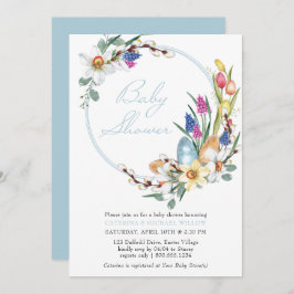 Invitación Floral de primavera y Baby Shower temática de Pasc