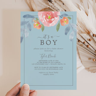 Invitación Floral de primer florecimiento es un niño invitado