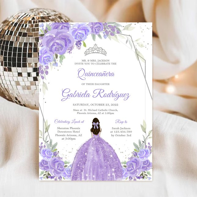 Invitación floral de quinceañera (Subido por el creador)