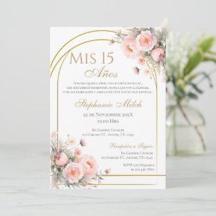Invitación floral de Quinceanera española