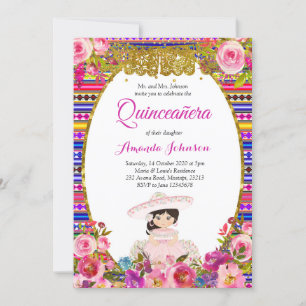 Invitación floral de quinceañera Invitación españo