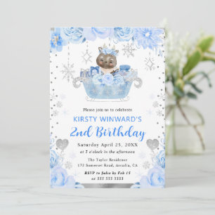 Invitación Floral de reno acuarela 2º cumpleaños