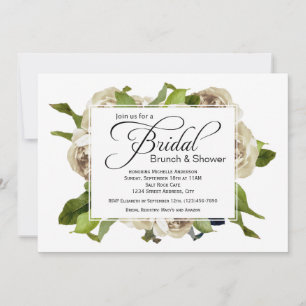 Invitación Floral de rosa blanca ducha de novia