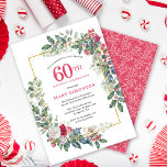 Invitación Floral de rosa blanca roja Holly fiesta de cumplea<br><div class="desc">Un marco de vacaciones delicado y festivo contiene rosas rojos y blancos enclavados en hojas de holly y eucalipto. El nombre y el año de cumpleaños del celebrante están escritos en rojo bonito. Perfecto para una fiesta de cumpleaños de invierno. Fácil de personalizar.</div>