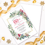 Invitación Floral de rosa blanca roja Holly fiesta de cumplea<br><div class="desc">Un marco de vacaciones delicado y festivo contiene rosas rojos y blancos enclavados en hojas de holly y eucalipto. El nombre y el año de cumpleaños del celebrante están escritos en rojo bonito. Perfecto para una fiesta de cumpleaños de invierno. Fácil de personalizar.</div>