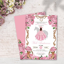 Invitación Floral de rosa de bebé Charro Occidental Quinceañe