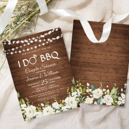 Invitación Floral de rosas blancas y maderas I Do Ducha Parej