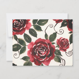 Invitación floral de rosas rojas oscuras elegantes