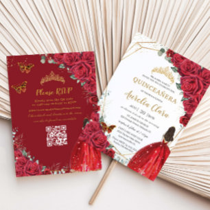Invitación floral de rosas rojas Quinceañera Princ