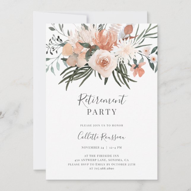 Invitación floral de rosas rosadas (Anverso)