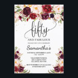 Invitación Floral de Rubor color burgundy marsala 50 cumpleañ<br><div class="desc">Invitación floral de Rubor color burgundy marsala 50 cumpleaños,  cincuenta y una invitación fabulosa,  Contáctame por artículos similares o para personalización,  Rosas de Rubor ©</div>