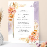 Invitación Floral de Rubor de Peach, Boda de Moda de color mo<br><div class="desc">Deléitese con esta elegante y única invitación a una boda con exquisitos acuarelas florales en una hermosa mezcla de melocotón, naranja, rosa rosa rubor, rosa polvoriento, champán y crema en tonos crema, con una colcha de lavanda violeta en cascada que muestra los detalles de su boda. Capacidad de cambiar "junto...</div>