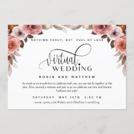 Invitación Floral de Rubor en Borgoña, Boda virtual en línea