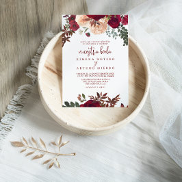 Invitación Floral de Rubor rosa borgoñona Nuestra Boda Boda