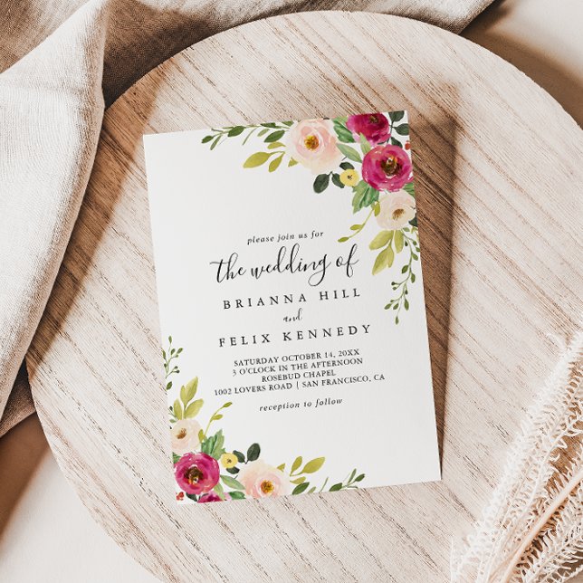 Invitación Floral De Rubor Rosa De Verdor El Boda De (Subido por el creador)