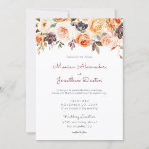 Invitación Floral de Rubor y Peach