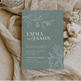 Invitación floral de Sage Green Boda