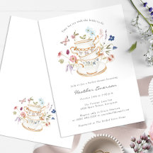 Invitación floral de té para la boda