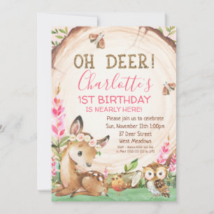 Invitación Floral de trozos de madera Oh Chicas de ciervos Cu