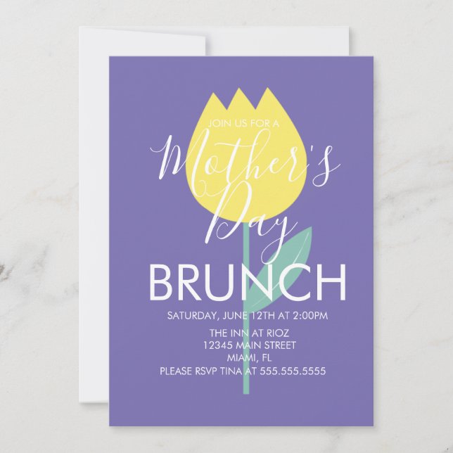 Invitación floral de tulipanes para el brunch del  (Anverso)