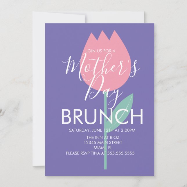 Invitación floral de tulipanes para el brunch del  (Anverso)
