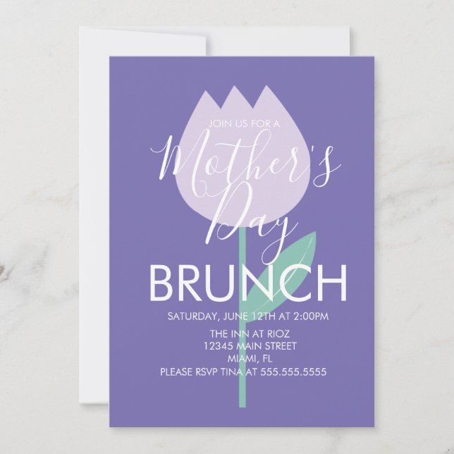 Invitación floral de tulipanes para el brunch del  (Anverso)
