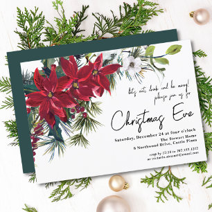 Invitación Floral de vacaciones de Poinsettia   Navidades Eve