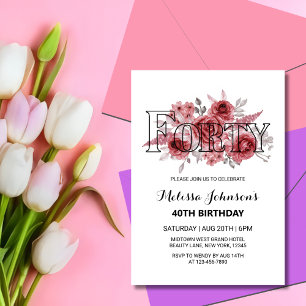 Invitación Floral de vegetación del Rosa de Marron Rojo 40 cu