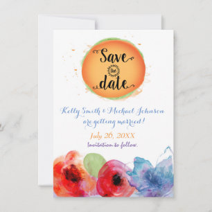Invitación floral de verano con acuarela para guar
