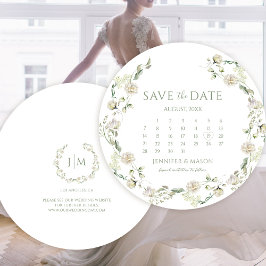 Invitación Floral de verde moderno salva el calendario de fec