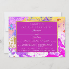INVITACIÓN FLORAL DE VINTAJE ROSA Y AMARILLA