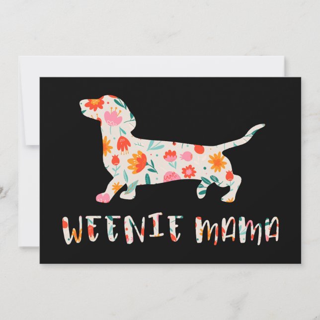 Invitación Floral de Weenie Mama Dachshund (Anverso)