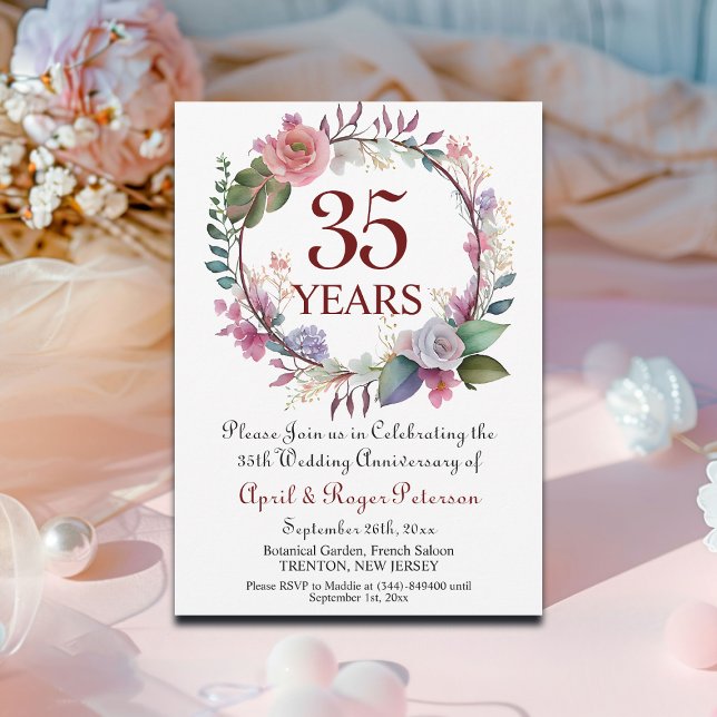 Invitación Floral del 35° aniversario de Coral Boda (Subido por el creador)