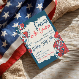 Invitación floral del 4 de julio con estilo rústic