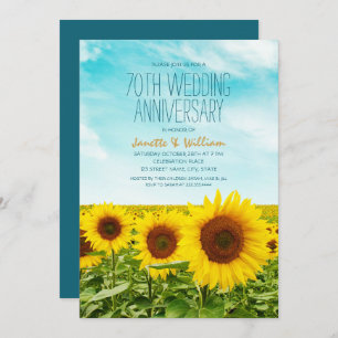 Invitación Floral del 70 aniversario Boda del girasol ruso