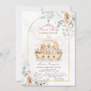 Invitación floral del Arca de Oro para Bautizo Arc