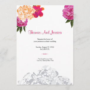 Invitación floral del banquete de boda